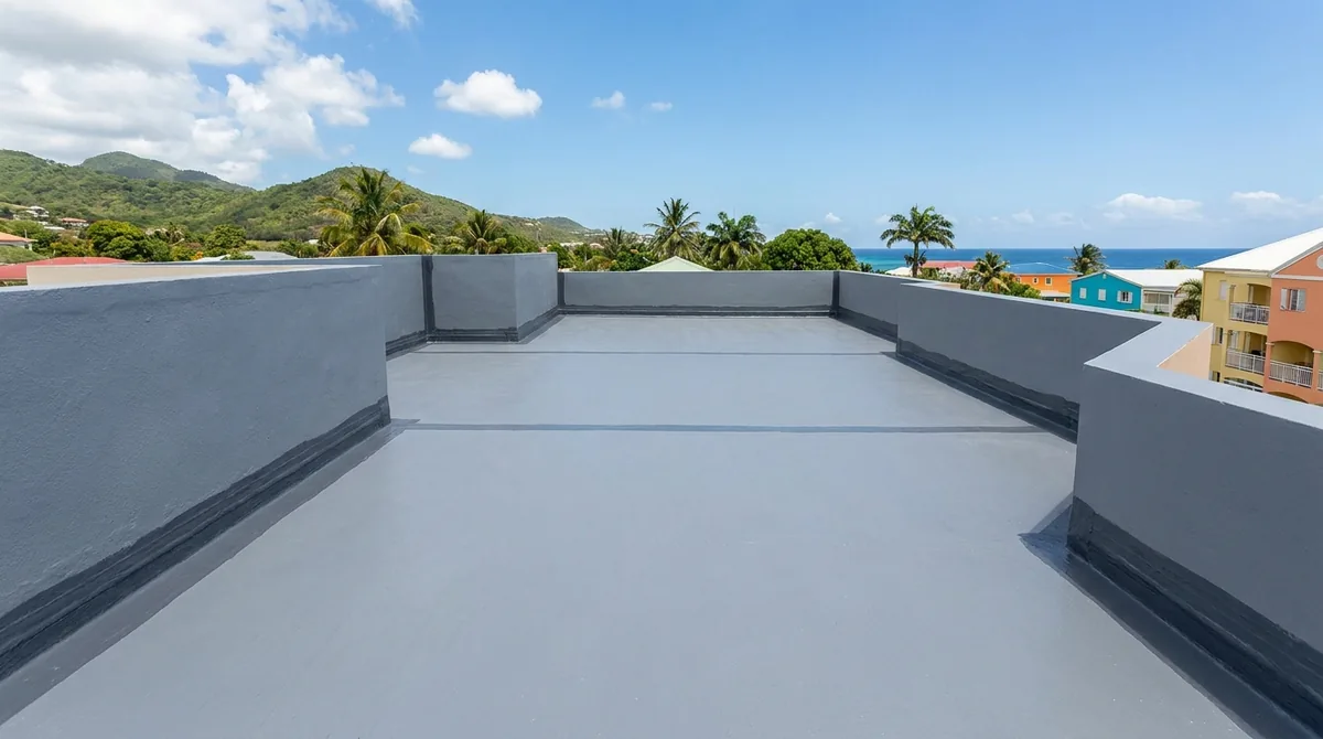 Toiture terrasse d'un immeuble en cours d'étanchéité
